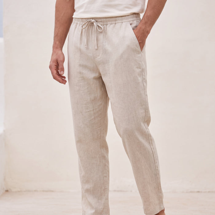Men's Straight-Fit Trousers with Drawstring Waist