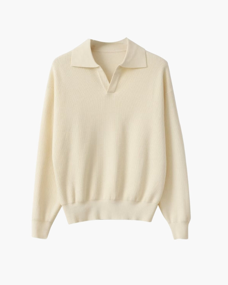 Textured Knit Polo Jumper