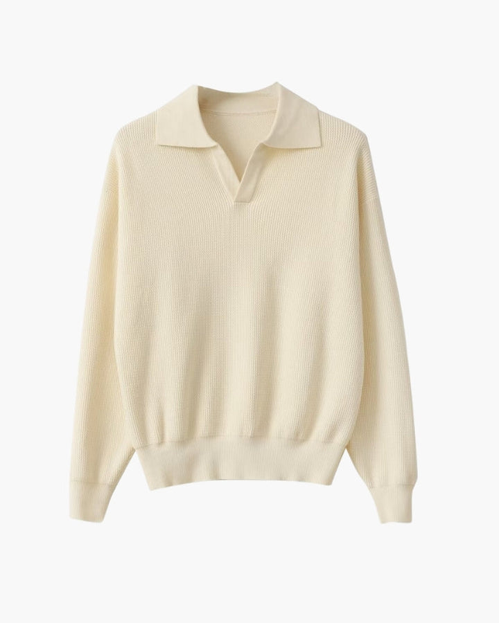 Textured Knit Polo Jumper