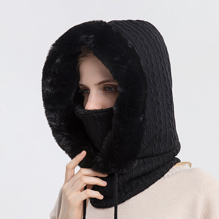 Lottie | Knitted hood with faux fur trim and scarf