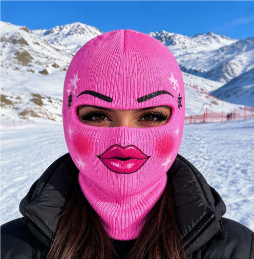 Knitted balaclava with printed smile