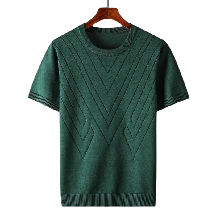 Men's Textured Short-Sleeve Jumper with Crew Neck