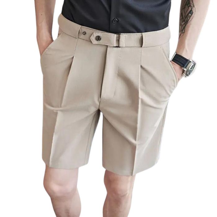 Men's Tailored Shorts with Elasticated Waist and Belt