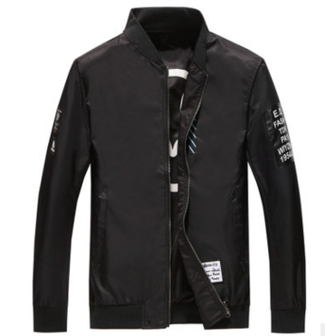 Man wearing a reversible bomber jacket