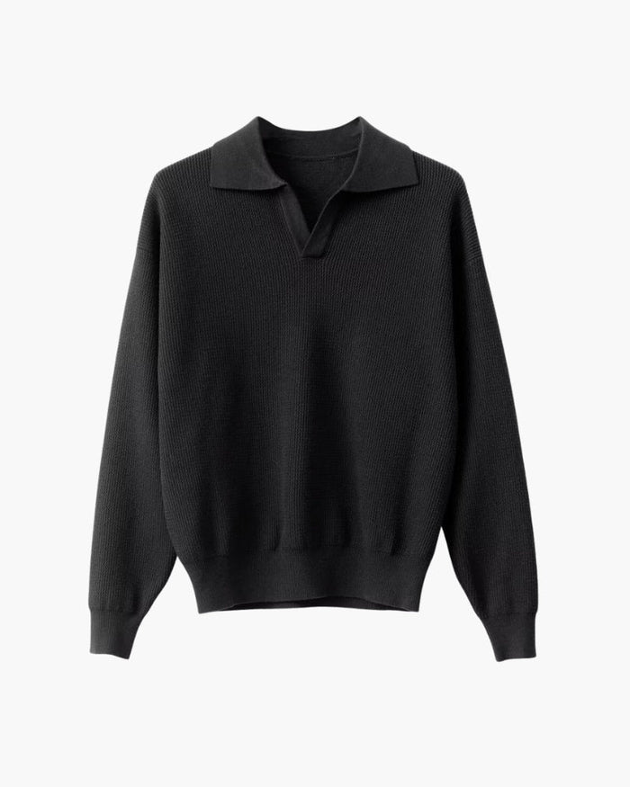 Textured Knit Polo Jumper