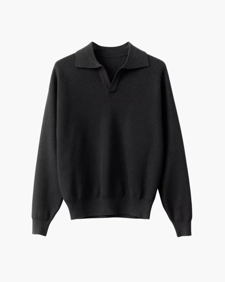 Textured Knit Polo Jumper