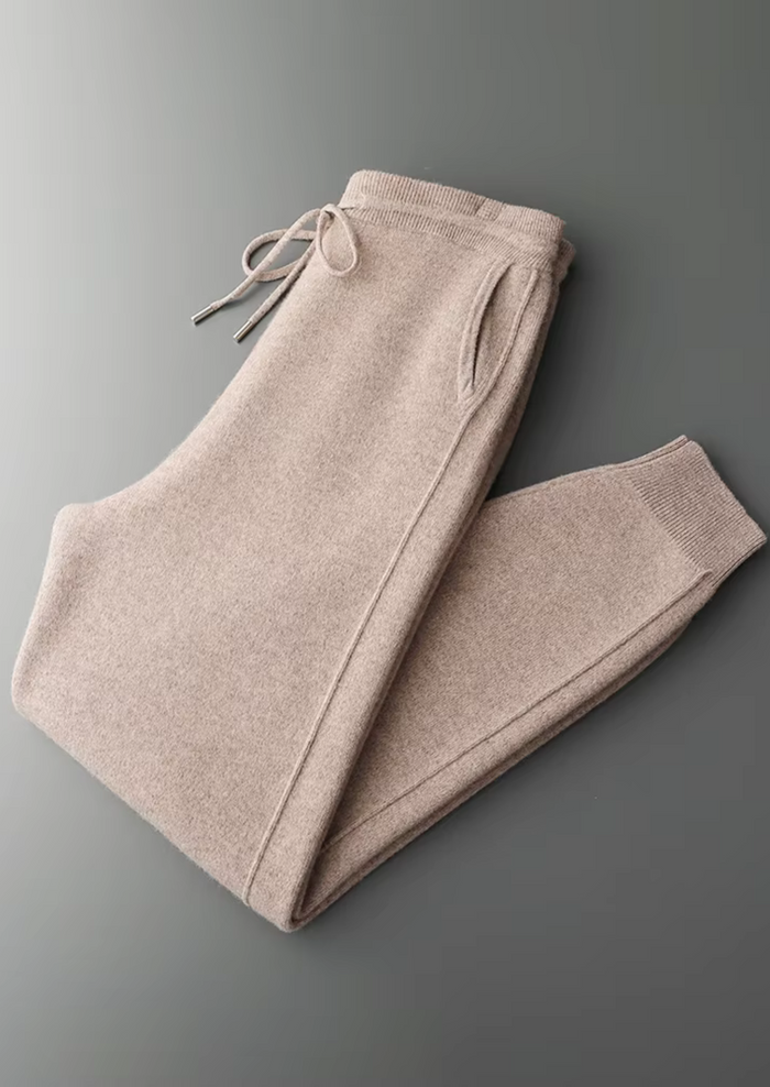 Wool Joggers with Drawstring Waist and Side Pockets