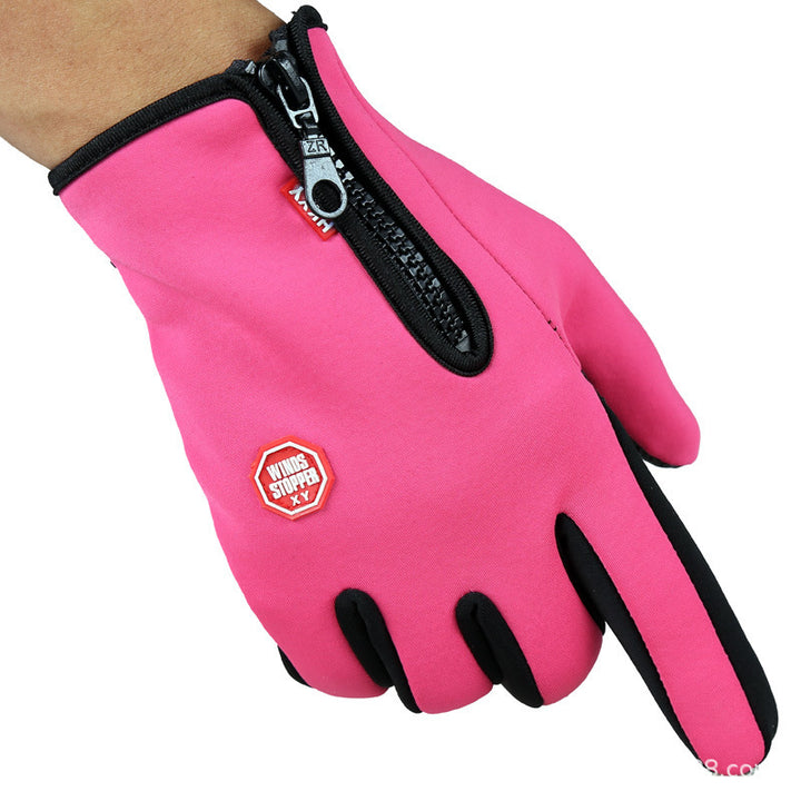 Black touchscreen winter gloves with zip cuff