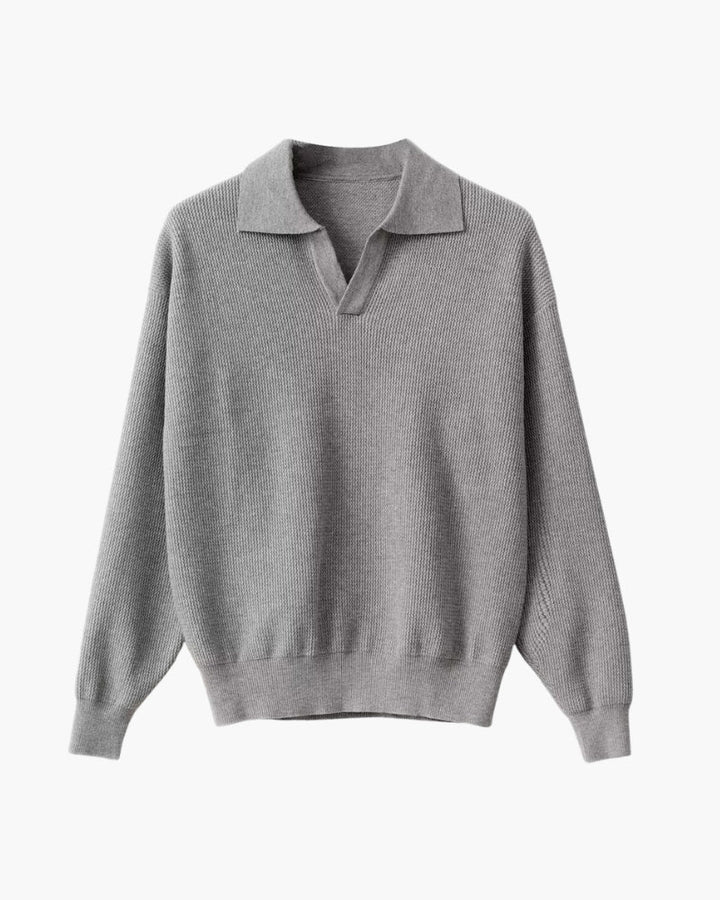 Textured Knit Polo Jumper