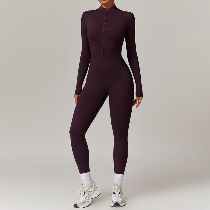 Esme | Zip-front yoga jumpsuit with thumbholes