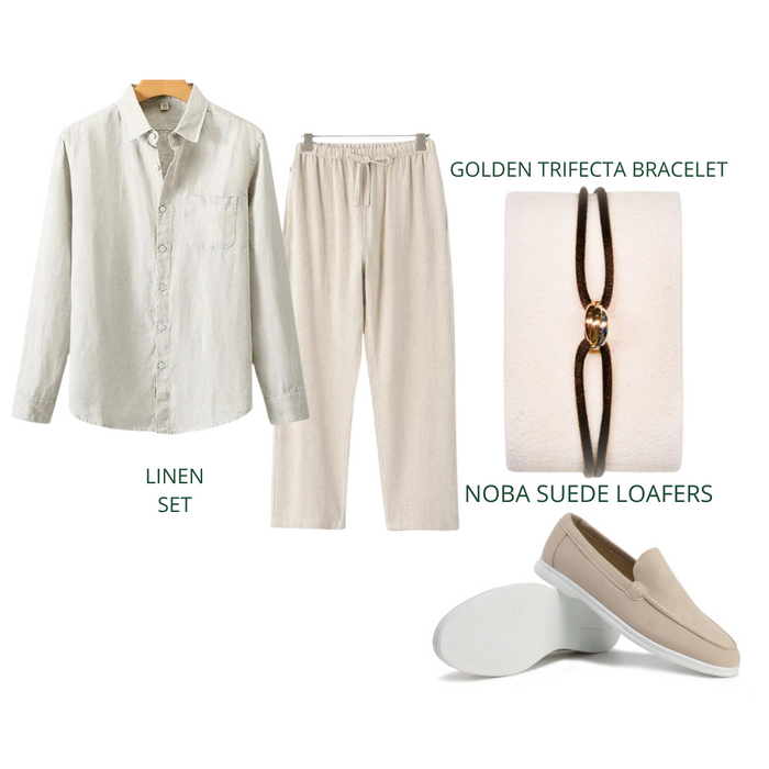Men's Shirt and Trouser Set Long Sleeve Collared