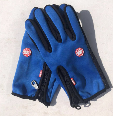 Black touchscreen winter gloves with zip cuff
