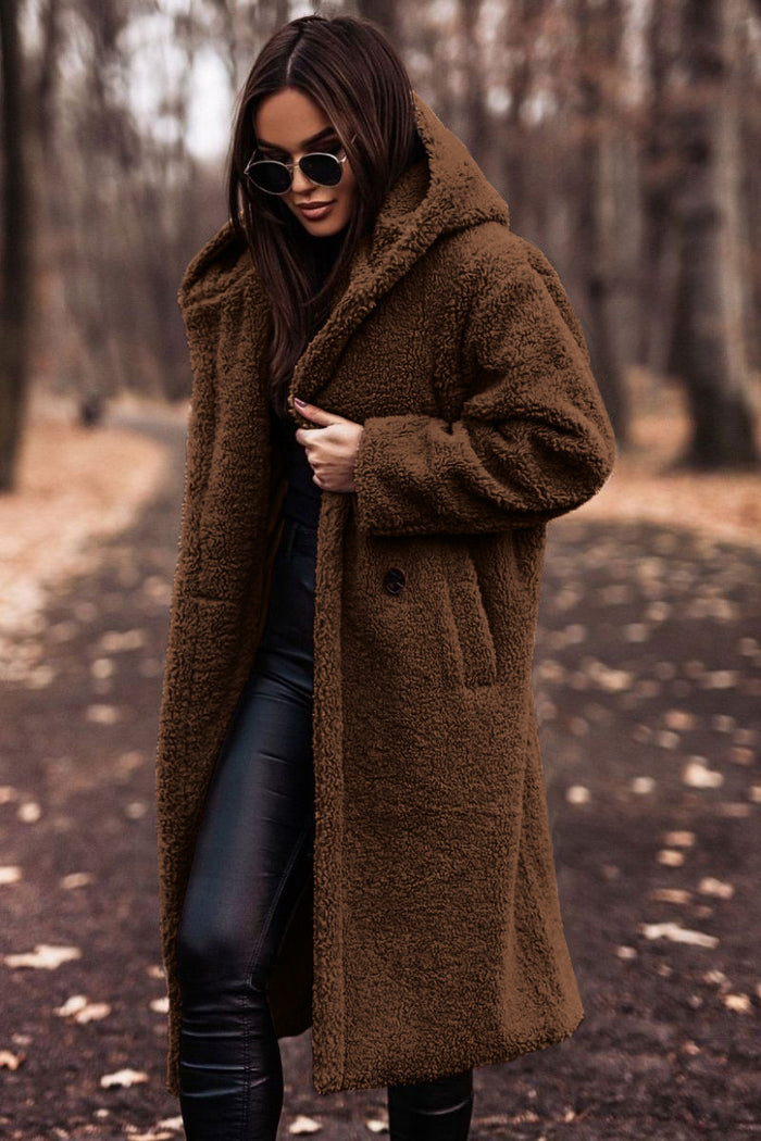 Imogen | Long hooded teddy coat in extra-soft plush