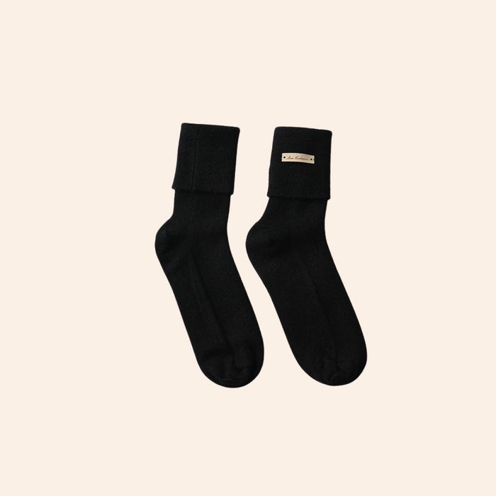 Fold-Over Cashmere Socks with Turn-Down Cuff