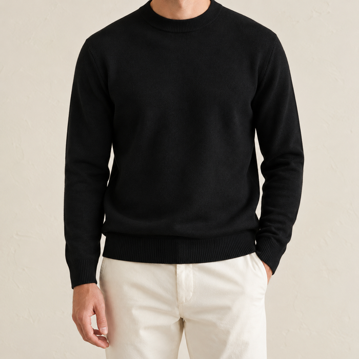 Men's Mockneck Jumper with Ribbed Trim and Long Sleeves