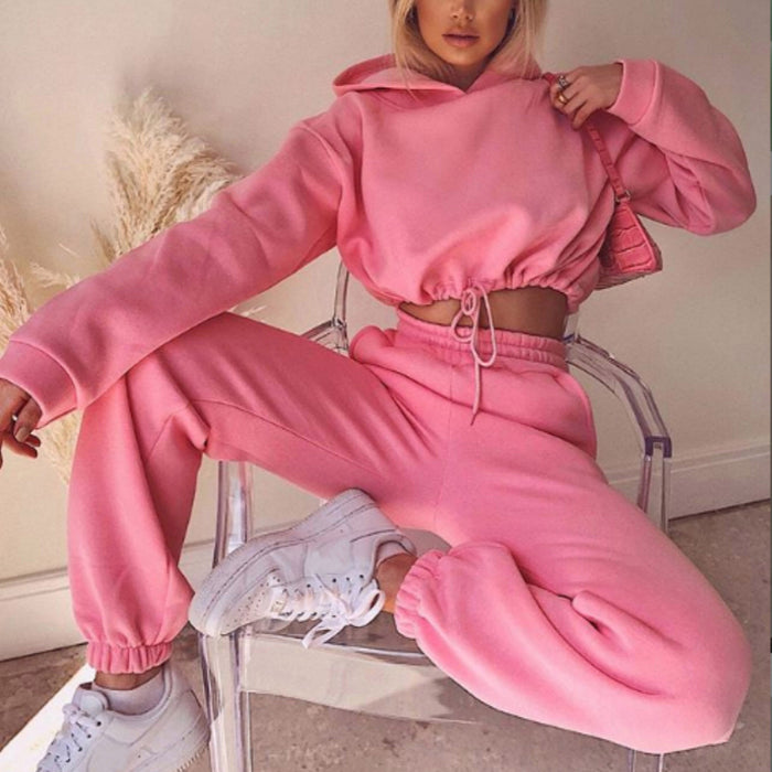 Isla | Fleece tracksuit with cropped hoodie and joggers