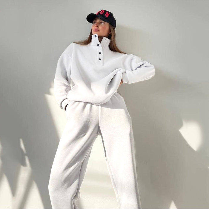 Harriet | Oversized fleece lounge set with half-button top
