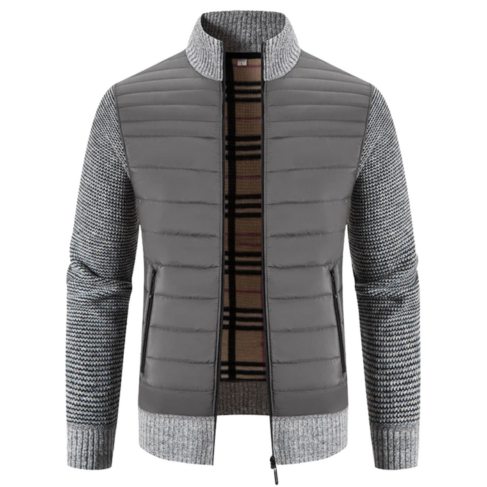 Men's Quilted Hybrid Jacket with Stand Collar