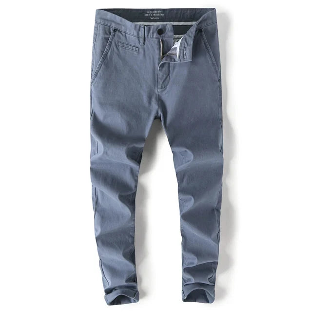 Men's Slim Straight Chinos Button-Fly Front Pockets