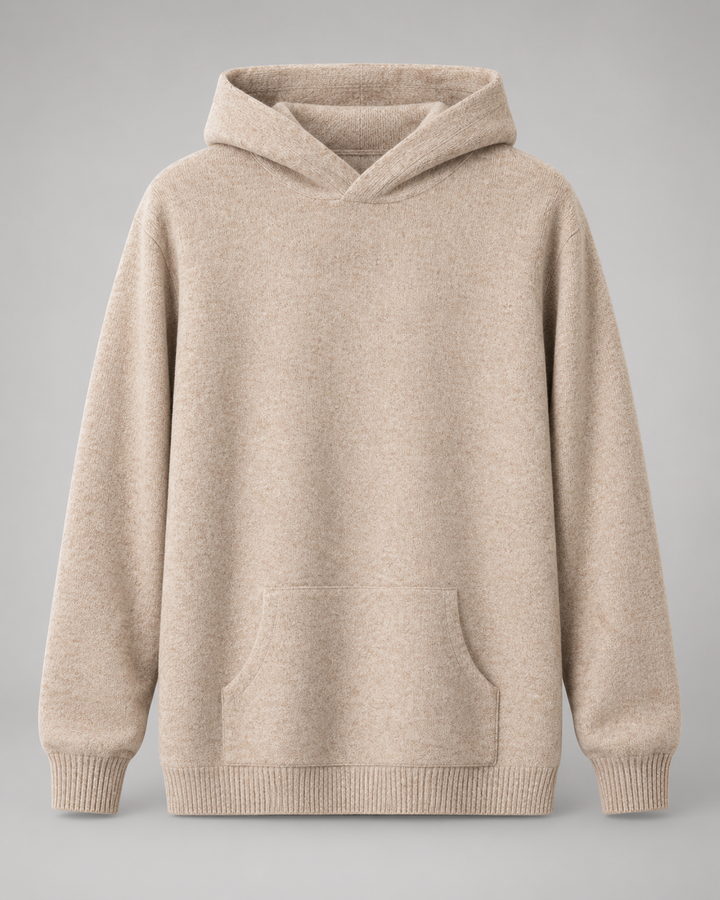 Hooded Jumper with Ribbed Cuffs and Kangaroo Pocket
