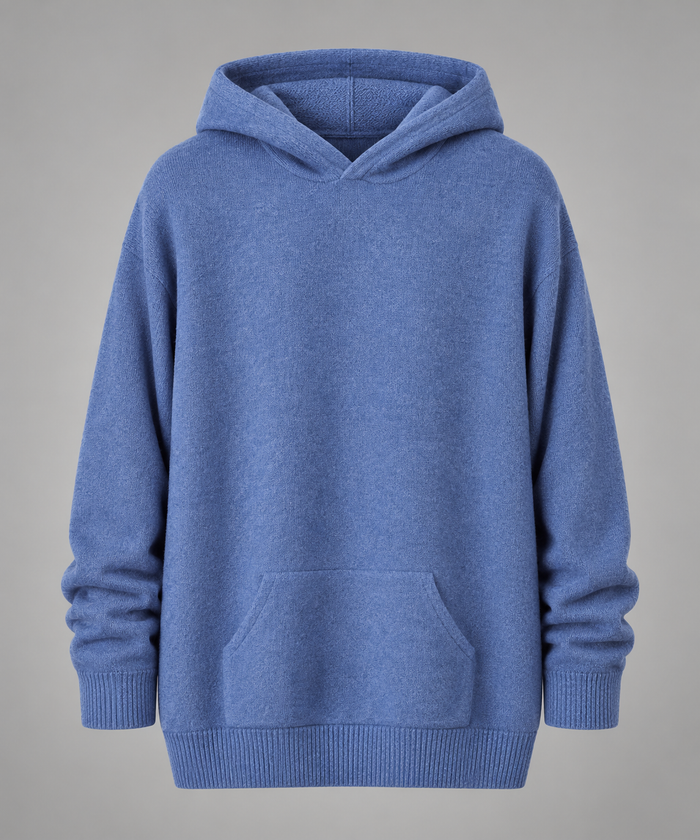 Hooded Jumper with Ribbed Cuffs and Kangaroo Pocket