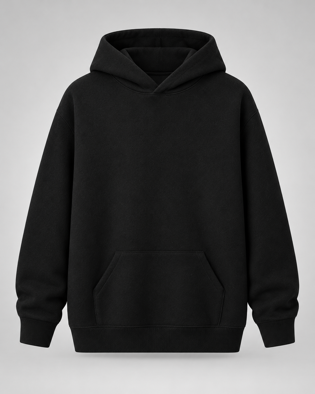 Hooded Jumper with Ribbed Cuffs and Kangaroo Pocket