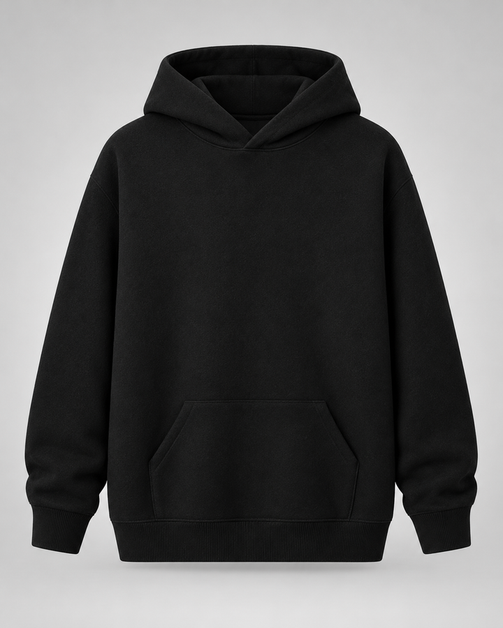 Hooded Jumper with Ribbed Cuffs and Kangaroo Pocket