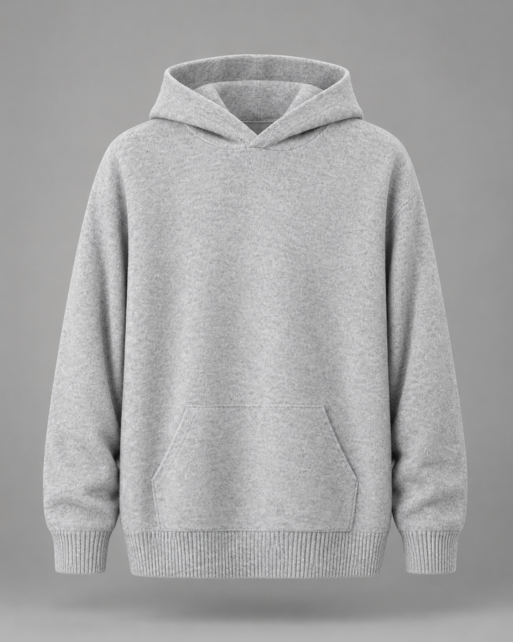 Hooded Jumper with Ribbed Cuffs and Kangaroo Pocket
