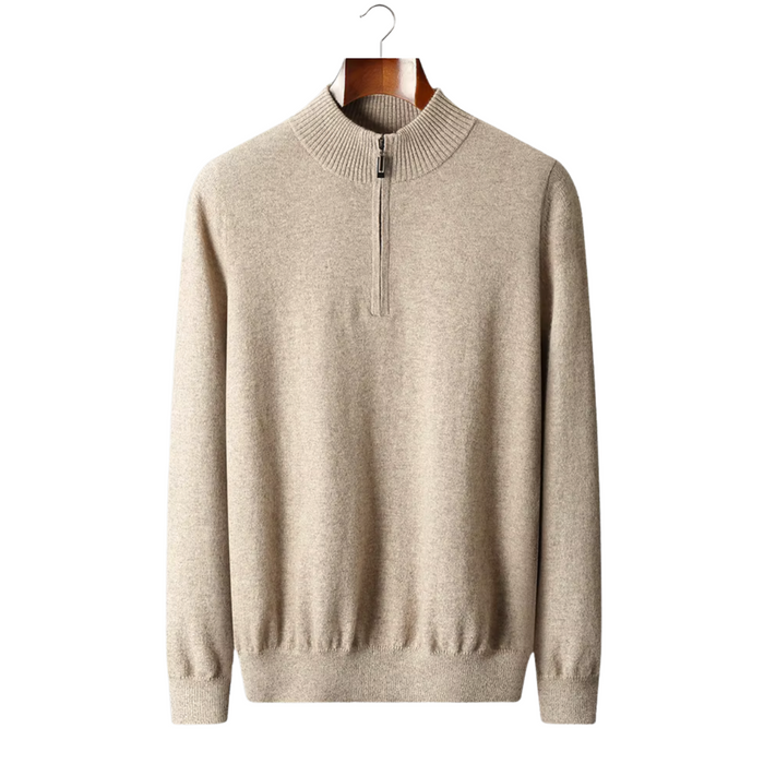Men's Half-Zip Knit Jumper with Ribbed Collar