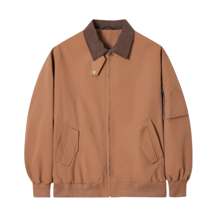 Men's Harrington Jacket with Contrast Collar and Zip Front