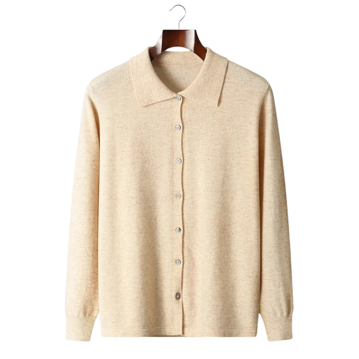 Men's Button-Front Cardigan with Collar and Ribbed Cuffs