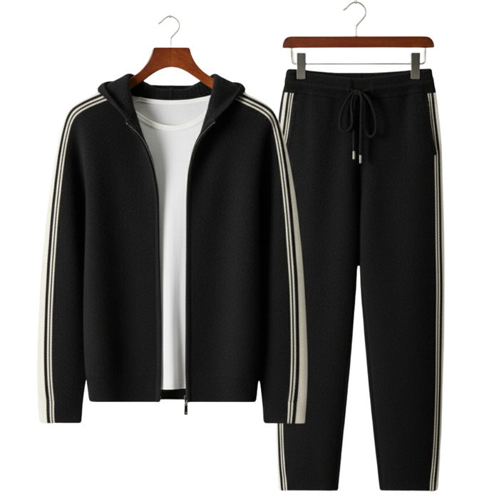 Men's Hooded Tracksuit with Side Stripe Detail