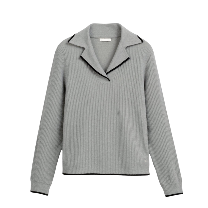 Women's Ribbed Collar Jumper with Contrast Trim