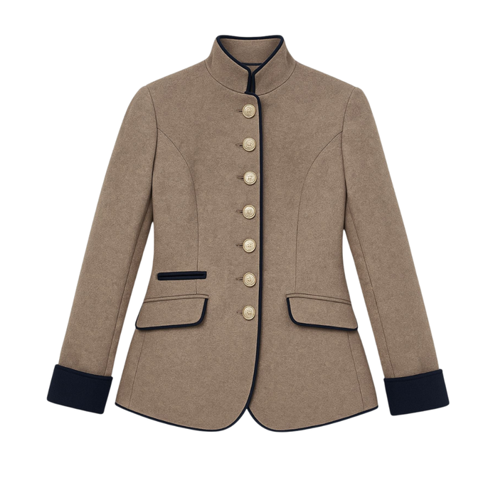 Women's Contrast-Trim Military Jacket Button-Front