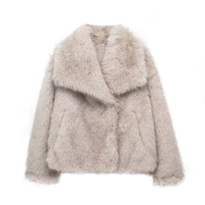 Women's Oversized Collar Coat with Wide Lapel