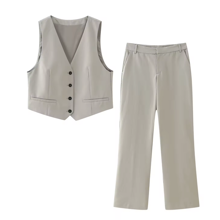 Women's Two-Piece Waistcoat Trouser Suit Set