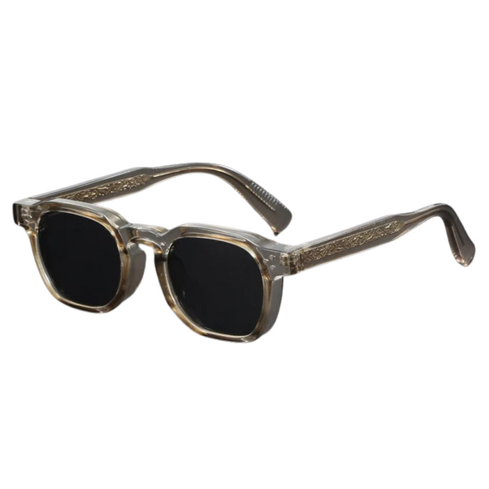Square Frame Sunglasses with Textured Temples UV400