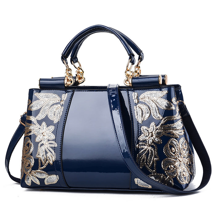 Esme | Sequin embroidered patent handbag for parties