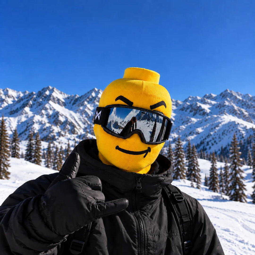 Knitted balaclava with printed smile