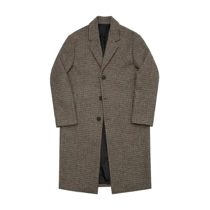 Women's Houndstooth Longline Coat with Notch Lapels