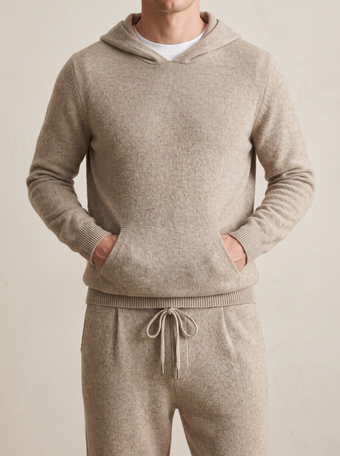 Men's Cashmere Hooded Leisure Set Ribbed Cuffs