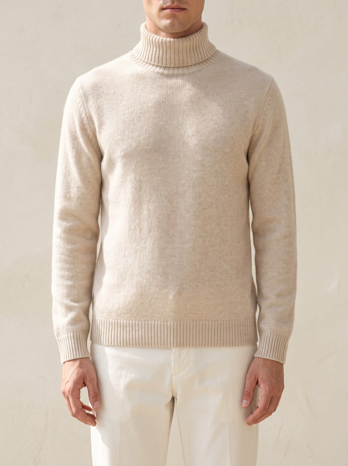 Men's Turtleneck Jumper Long Sleeve Ribbed Trim
