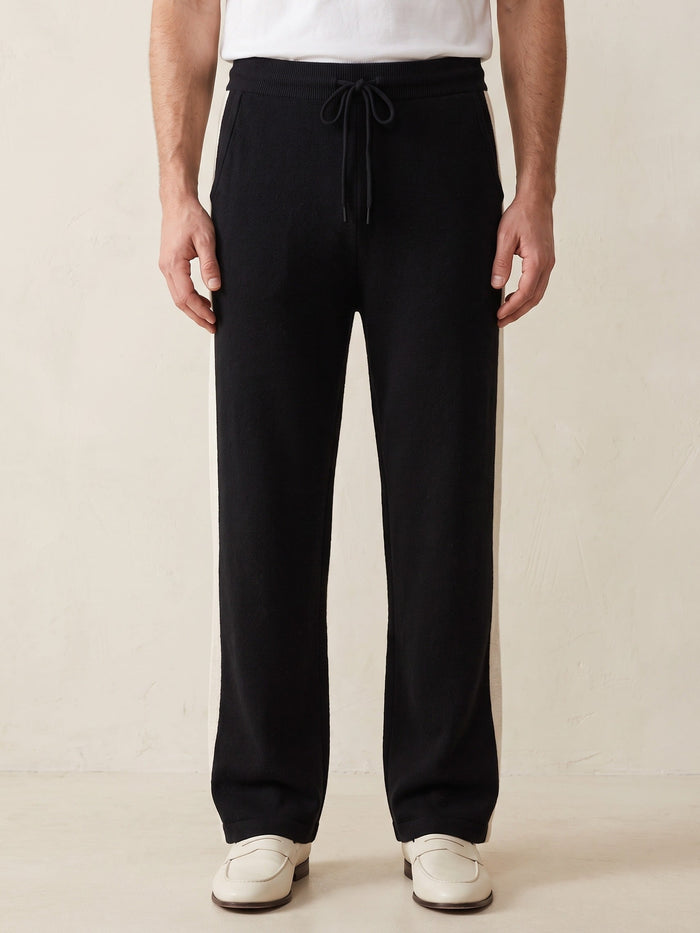 Men's Wide-Leg Cashmere Trousers with Drawstring Waist