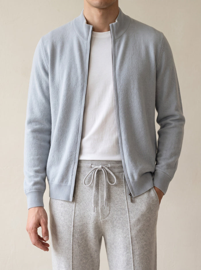 Men's Bomber Jacket Full-Zip Ribbed Collar for Casual