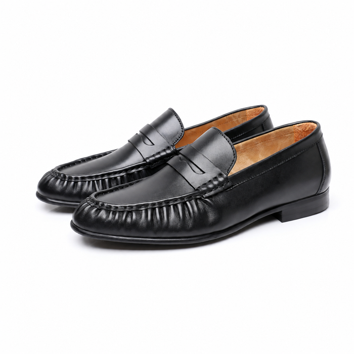 Men's Penny Loafers Gathered Stitch Slip-On Shoes