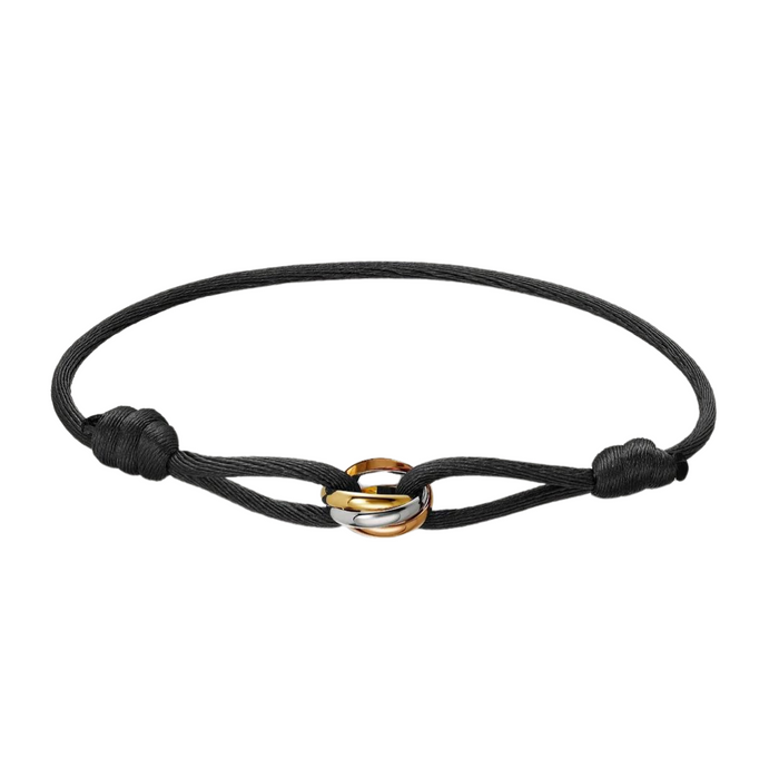 Tri-Colour Cord Bracelet with Interlocking Rings
