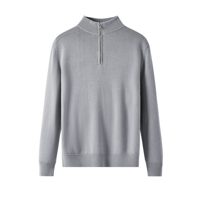 Men's Half-Zip Jumper with Ribbed Collar and Cuffs