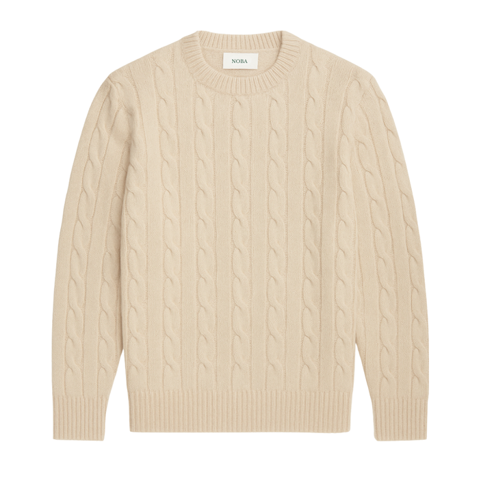 Men's Cable Knit Crew Neck Jumper Classic Fit